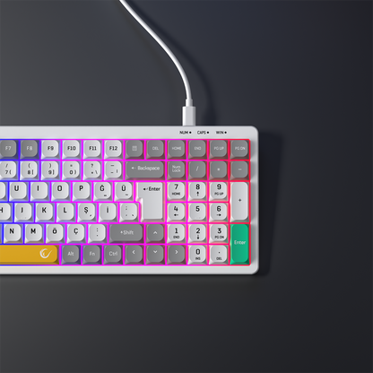 Pure Beyaz / Gri SESSİZ RGB Q Low Profile Membrane Oyuncu Klavyesi