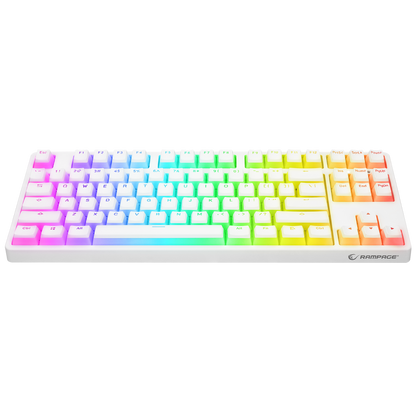 KB-R136 GHOST Beyaz Type-C Bağlantılı RGB Puding Tuşlu Red Switch US Gaming Oyuncu Klavye - Rampage