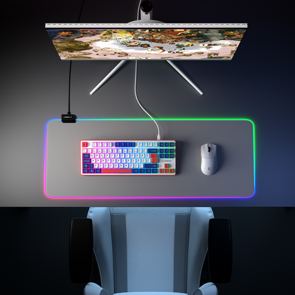 Clicky TKL Beyaz/Lacivert/Kırmızı Mekanik Hisli Rainbow Q Membrane Oyuncu Klavyesi