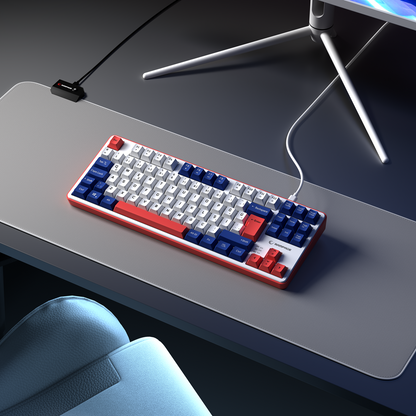 Clicky TKL Beyaz/Lacivert/Kırmızı Mekanik Hisli Rainbow Q Membrane Oyuncu Klavyesi