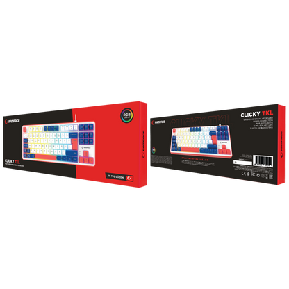 Clicky TKL Beyaz/Lacivert/Kırmızı Mekanik Hisli Rainbow Q Membrane Oyuncu Klavyesi
