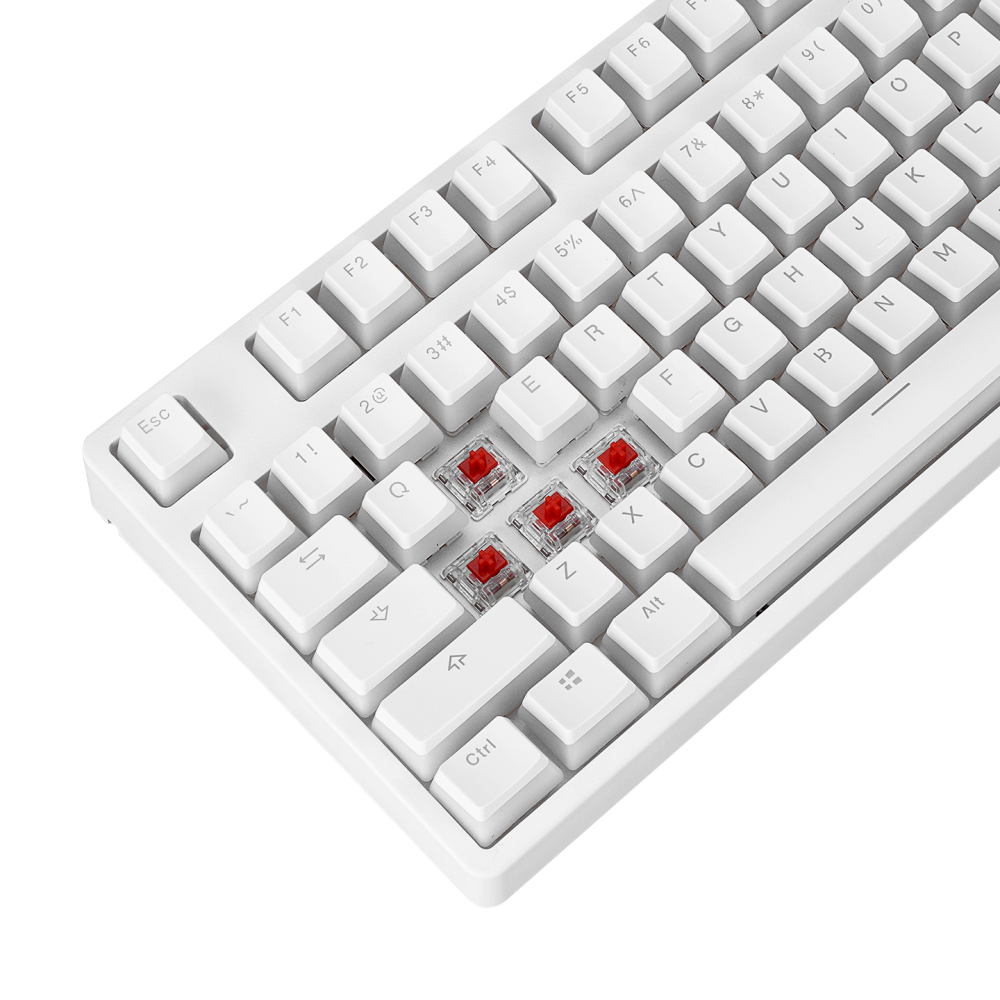 KB-R136 GHOST Beyaz Type-C Bağlantılı RGB Puding Tuşlu Red Switch US Gaming Oyuncu Klavye - Rampage