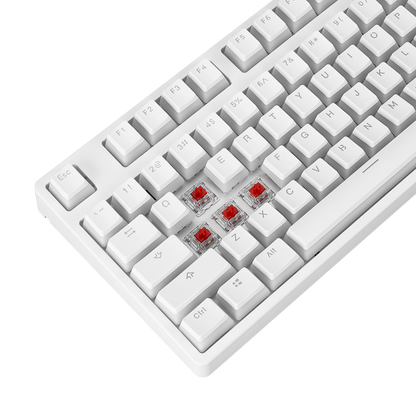 KB-R136 GHOST Beyaz Type-C Bağlantılı RGB Puding Tuşlu Red Switch US Gaming Oyuncu Klavye - Rampage