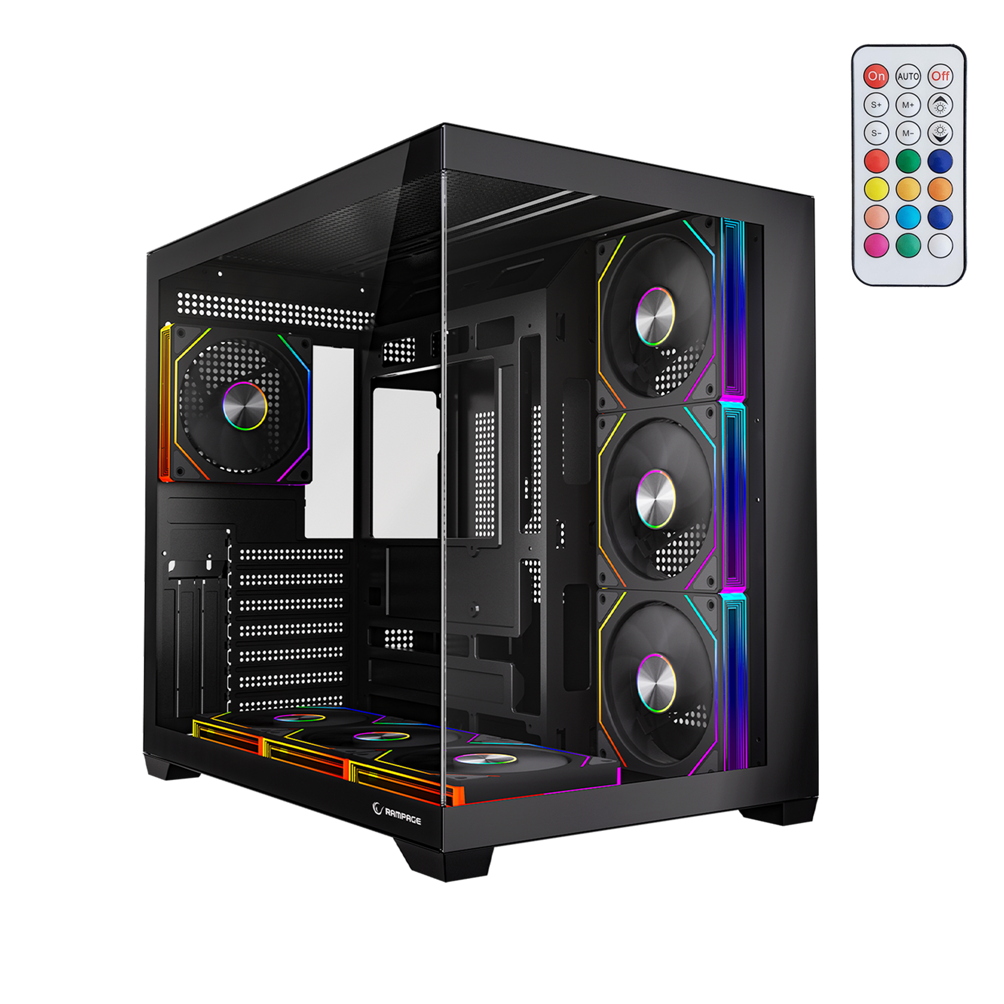 ARES V2 Temperli Camlı Siyah 7*12cm ARGB Pwm Fan + Kumanda ATX Mid-T Gaming Oyuncu Kasası