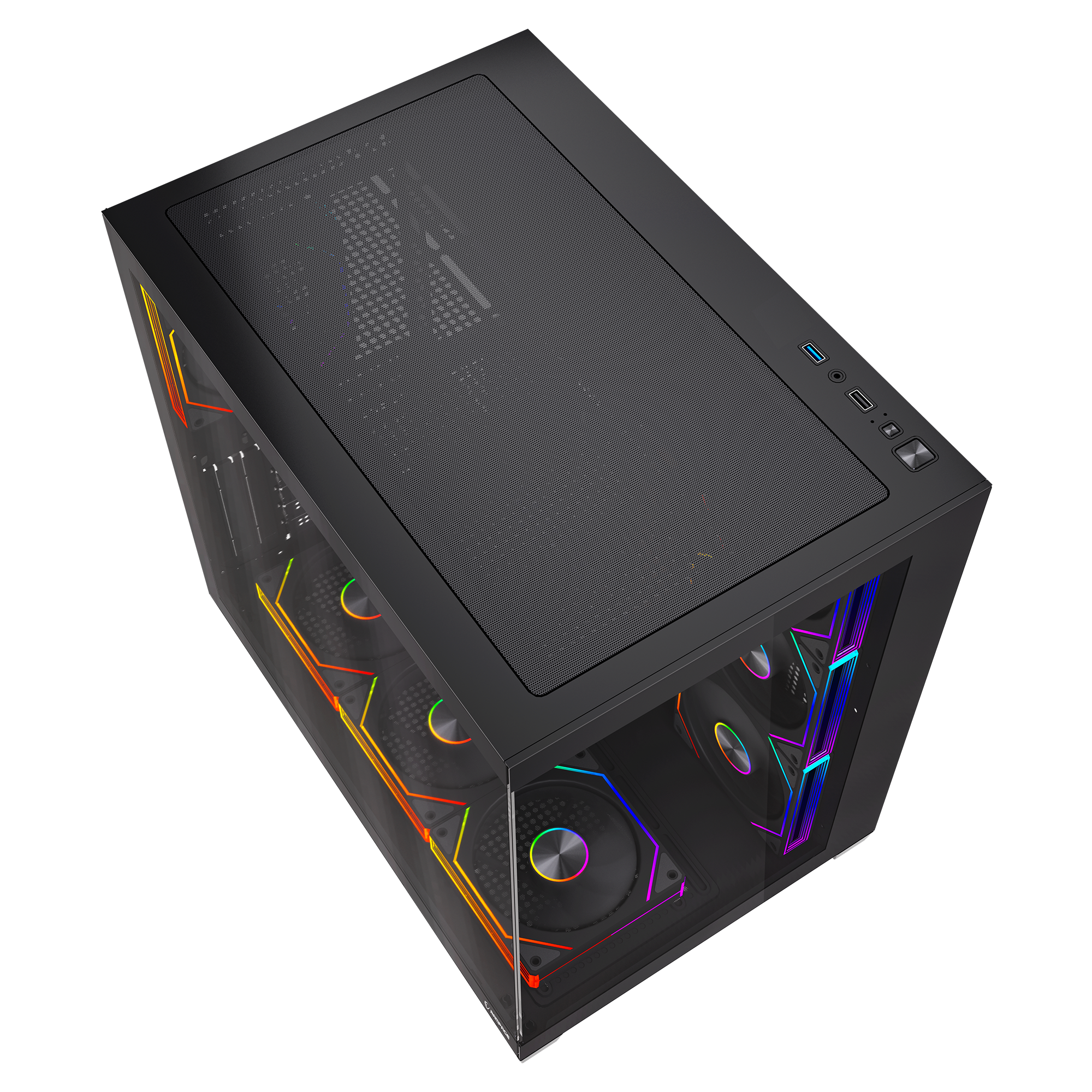 ARES V2 Temperli Camlı Siyah 7*12cm ARGB Pwm Fan + Kumanda ATX Mid-T Gaming Oyuncu Kasası