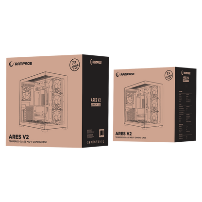 ARES V2 Temperli Camlı Siyah 7*12cm ARGB Pwm Fan + Kumanda ATX Mid-T Gaming Oyuncu Kasası