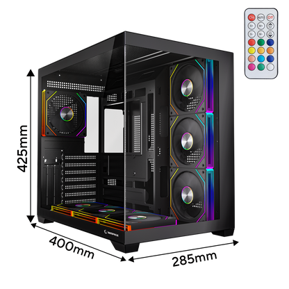 Temperli Camlı Siyah 7*12cm ARGB Pwm Fan + Kumanda ATX Mid-T Gaming Oyuncu Kasası
