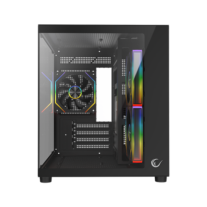 LUMID V2 - 650W 80 Plus Bronze M-ATX Temperli Camlı 3*12cm ARGB Fan Siyah Oyuncu Kasası