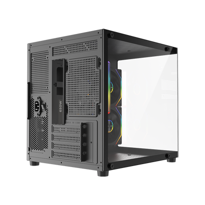 LUMID V2 - 650W 80 Plus Bronze M-ATX Temperli Camlı 3*12cm ARGB Fan Siyah Oyuncu Kasası