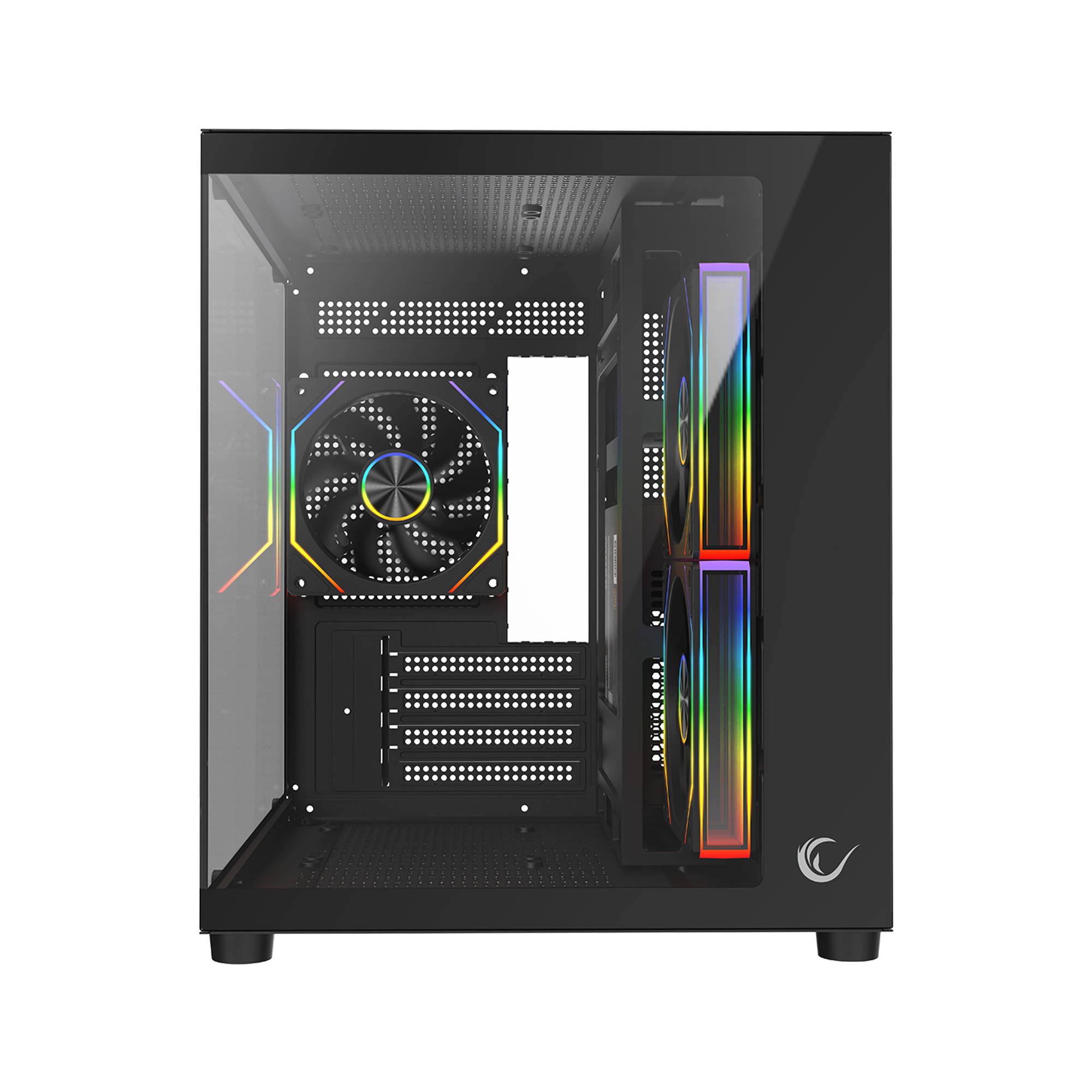 LUMID - 750W 80 Plus Bronze M-ATX Temperli Camlı 3*12cm ARGB Fan Siyah Oyuncu Kasası