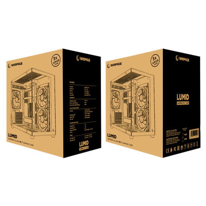LUMID - 750W 80 Plus Bronze M-ATX Temperli Camlı 3*12cm ARGB Fan Siyah Oyuncu Kasası