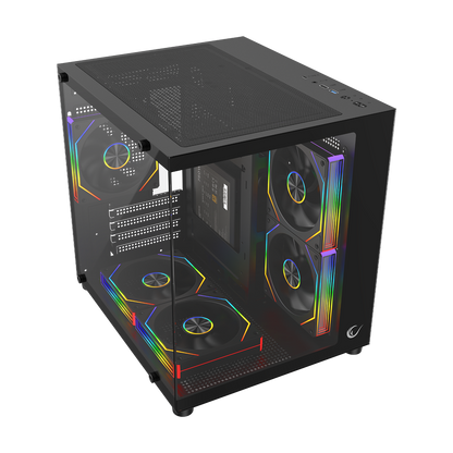 MINID V1 - 750W 80 Plus Bronze M-ATX Temperli Camlı 5*12cm ARGB Fan Siyah Oyuncu Kasası