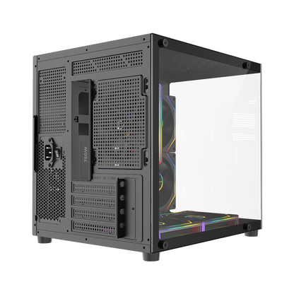 MINID V1 - 750W 80 Plus Bronze M-ATX Temperli Camlı 5*12cm ARGB Fan Siyah Oyuncu Kasası