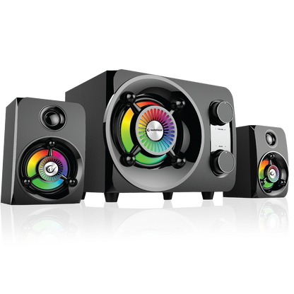 RMS-G8 Antares 2+1 25W Bluetooth+USB-SD-FM Rainbow Siyah Led Işıklı Gaming Speaker Hoparlör - Rampage