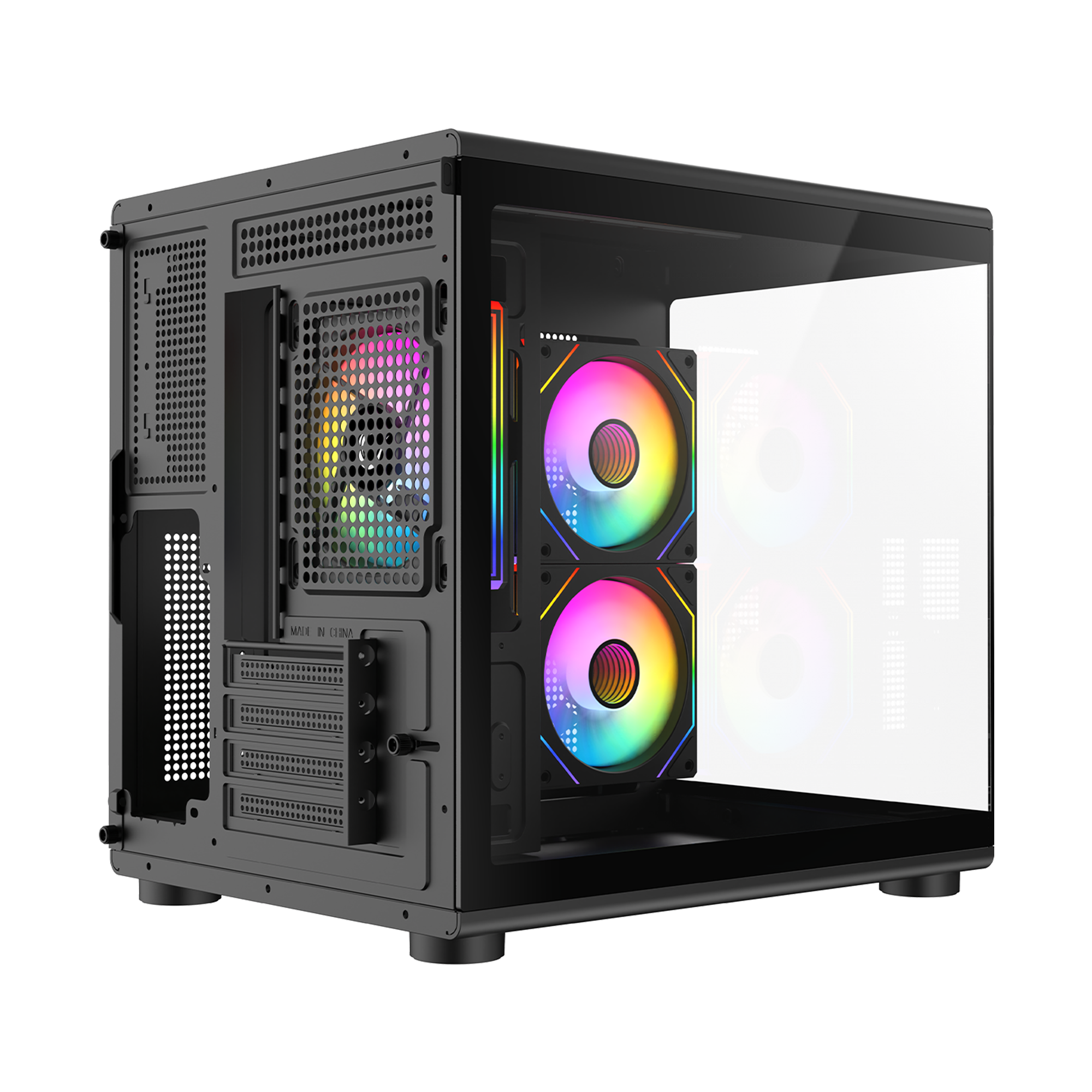 MINID V1 - M-ATX Temperli Camlı 3*12cm ARGB Fan Siyah Oyuncu Kasası