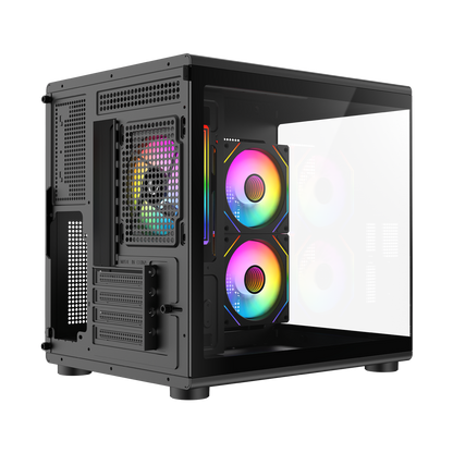 MINID V1 - M-ATX Temperli Camlı 3*12cm ARGB Fan Siyah Oyuncu Kasası