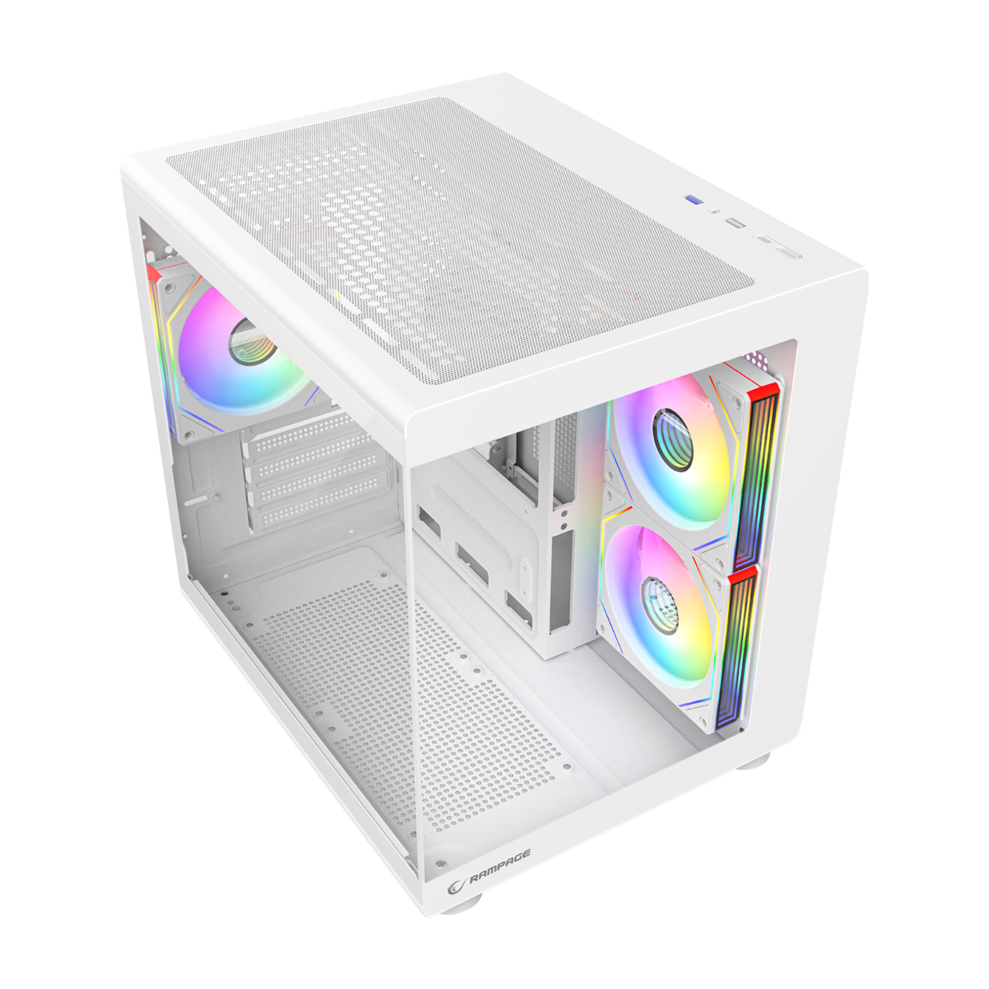 MINID V1 - M-ATX Temperli Camlı 3*12cm ARGB Fan Beyaz Oyuncu Kasası