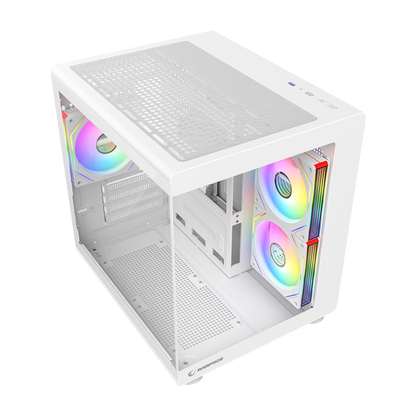MINID V1 - M-ATX Temperli Camlı 3*12cm ARGB Fan Beyaz Oyuncu Kasası