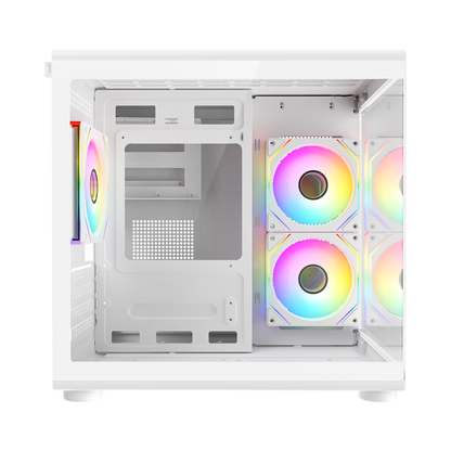 MINID V1 - M-ATX Temperli Camlı 3*12cm ARGB Fan Beyaz Oyuncu Kasası