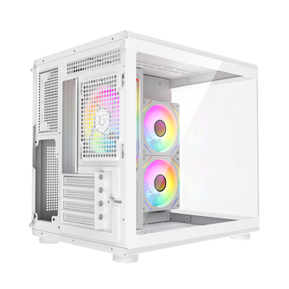 MINID V1 - M-ATX Temperli Camlı 3*12cm ARGB Fan Beyaz Oyuncu Kasası