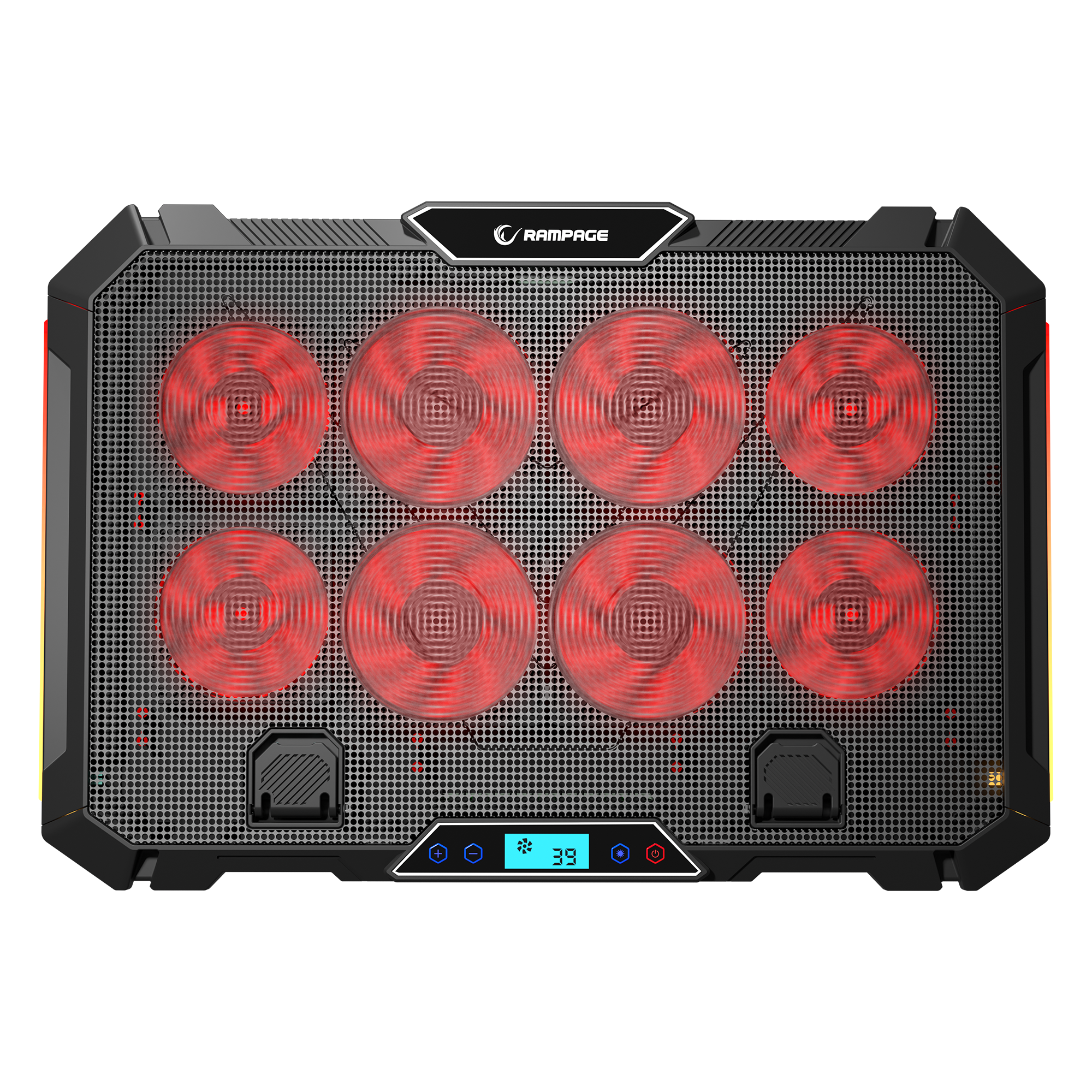 S51 Icevolt - Siyah RGB Işıklı 8 Fanlı LCD Göstergeli 17 ve Altı 2 Usb Girişli Yükselebilen Notebook Soğutucu