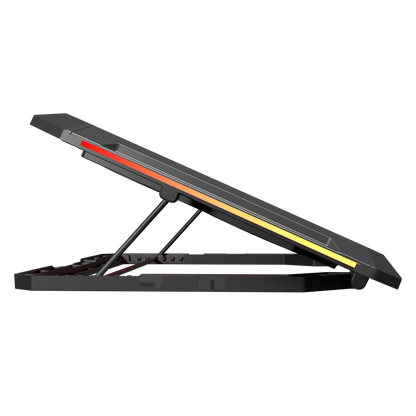 S51 Icevolt - Siyah RGB Işıklı 8 Fanlı LCD Göstergeli 17 ve Altı 2 Usb Girişli Yükselebilen Notebook Soğutucu