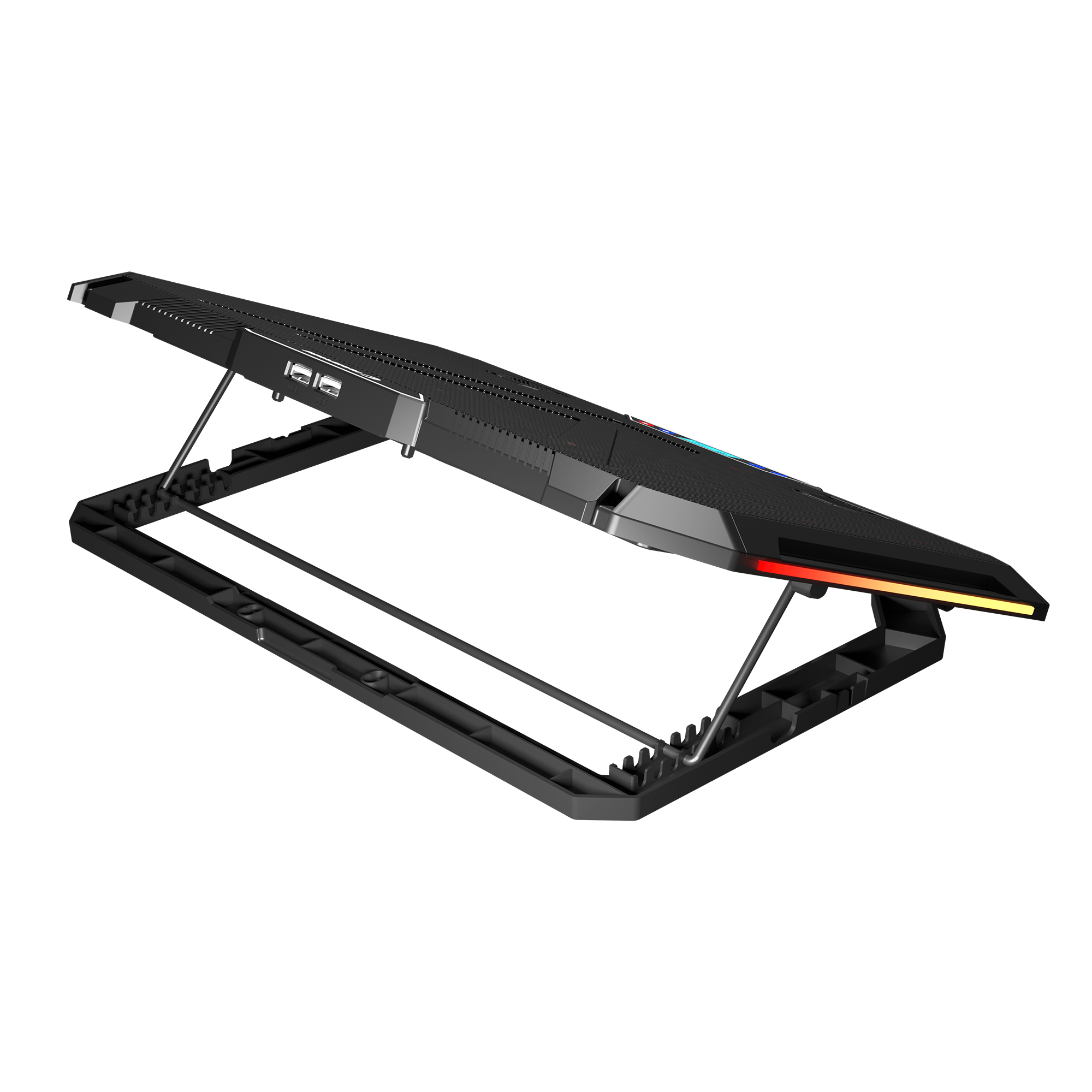 S51 Icevolt - Siyah RGB Işıklı 8 Fanlı LCD Göstergeli 17 ve Altı 2 Usb Girişli Yükselebilen Notebook Soğutucu