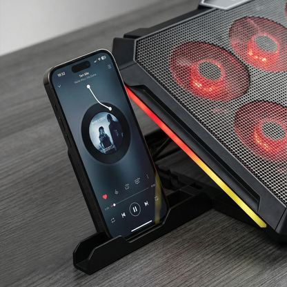 S51 Icevolt - Siyah RGB Işıklı 8 Fanlı LCD Göstergeli 17 ve Altı 2 Usb Girişli Yükselebilen Notebook Soğutucu