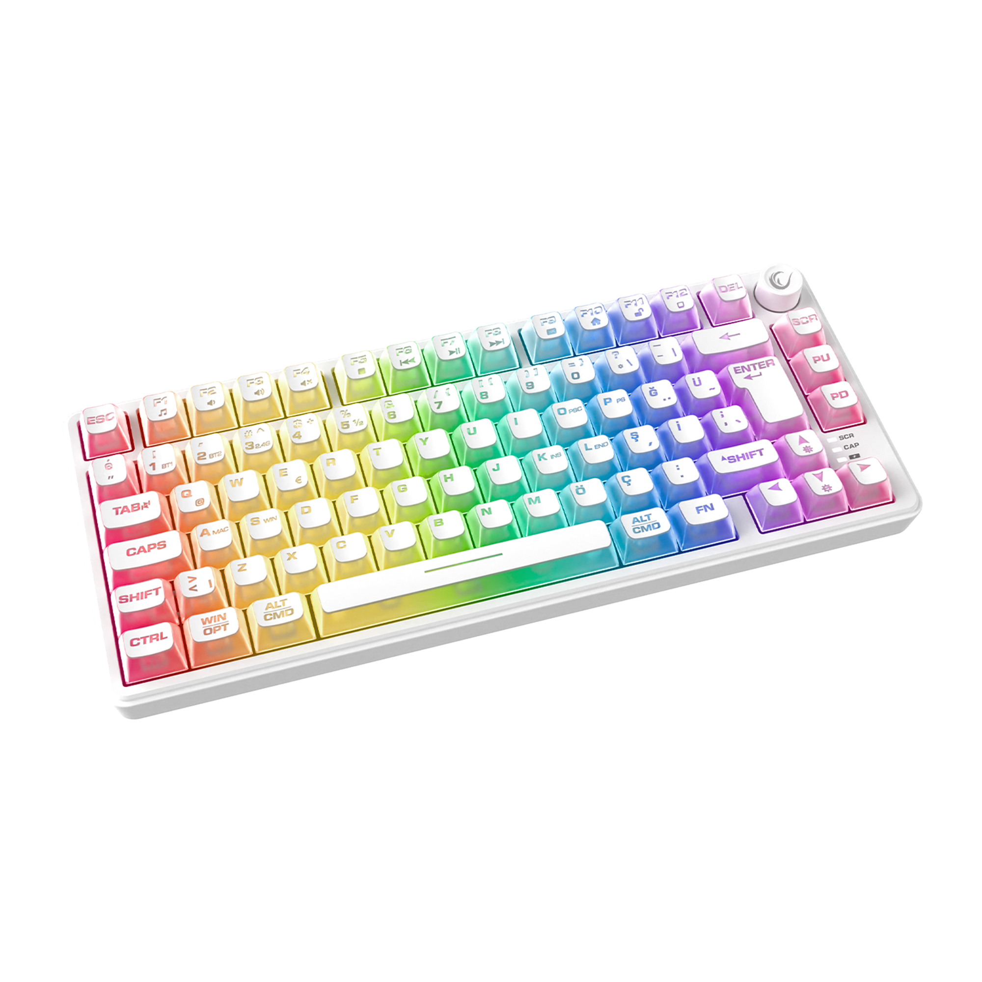 ZEPHYRA 75 Beyaz RGB US Q Sessiz Membrane Oyuncu Klavyesi