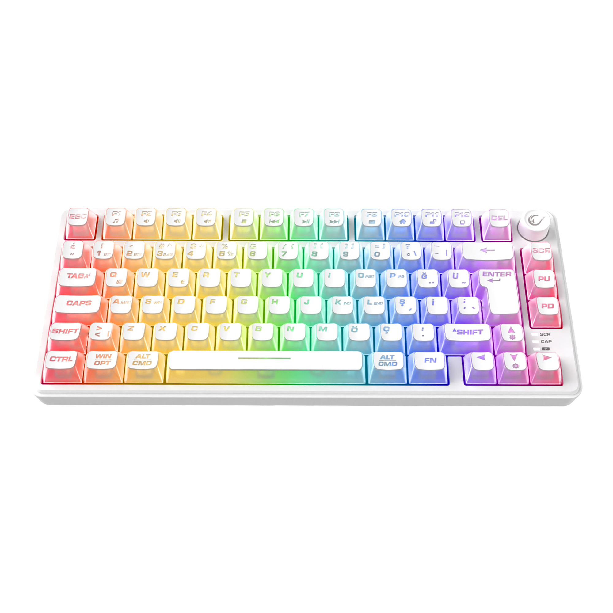 ZEPHYRA 75 Beyaz RGB US Q Sessiz Membrane Oyuncu Klavyesi