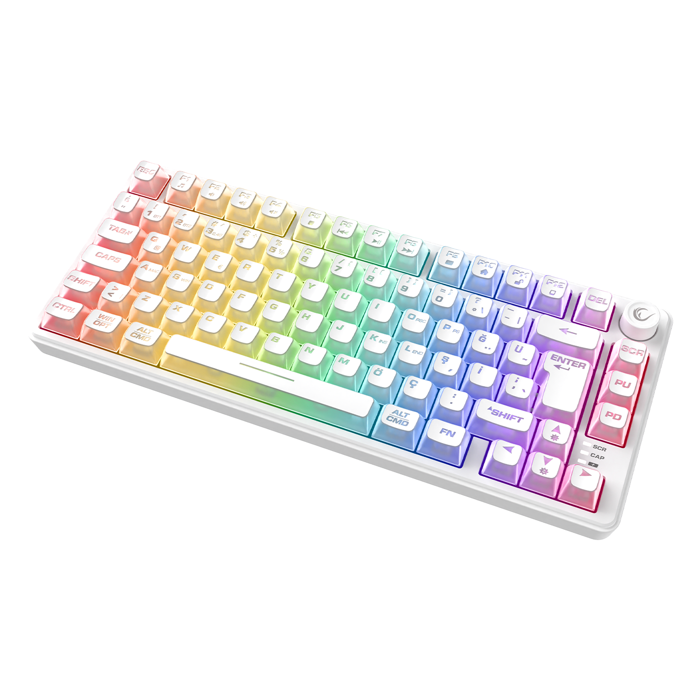ZEPHYRA 75 Beyaz RGB US Q Sessiz Membrane Oyuncu Klavyesi