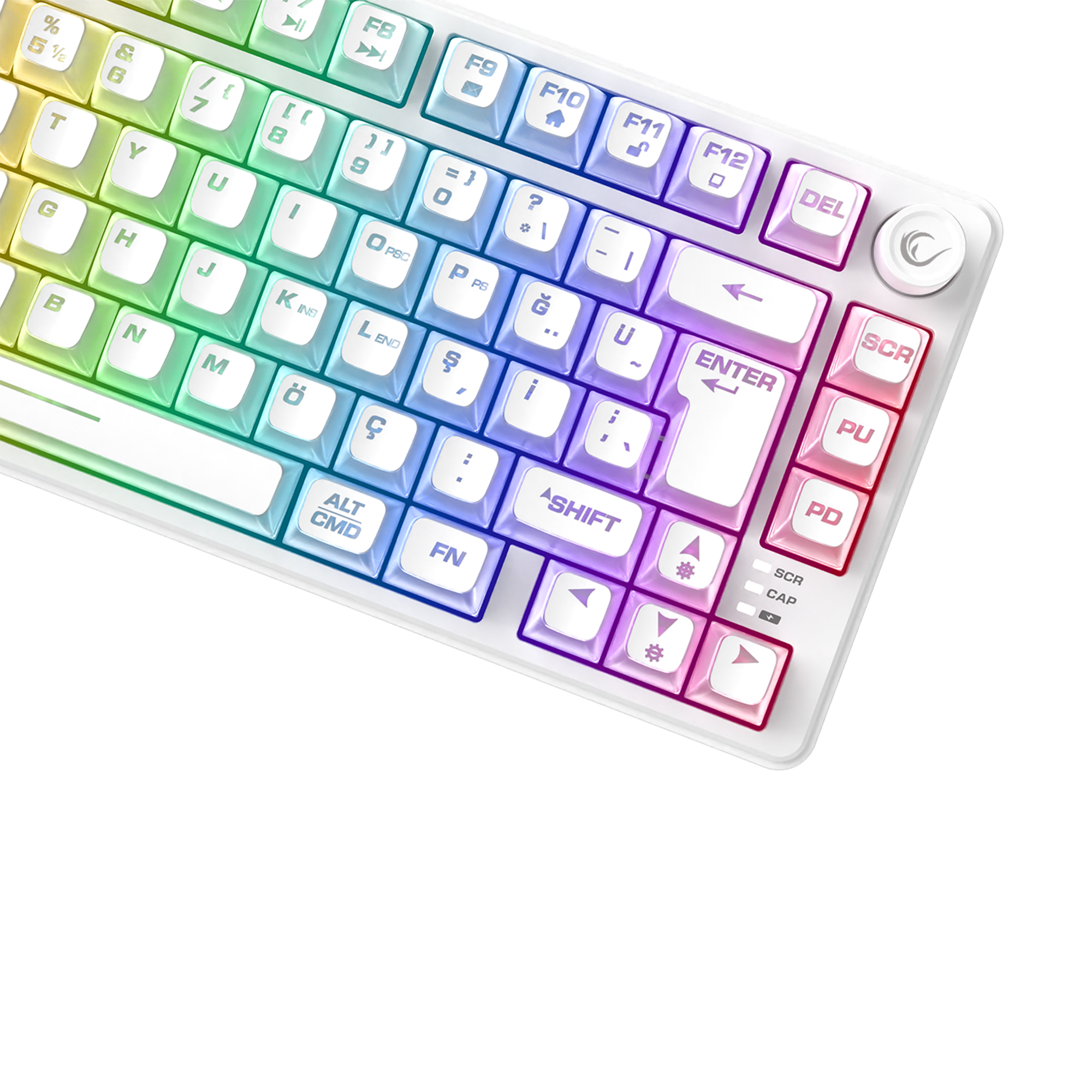 ZEPHYRA 75 Beyaz RGB US Q Sessiz Membrane Oyuncu Klavyesi