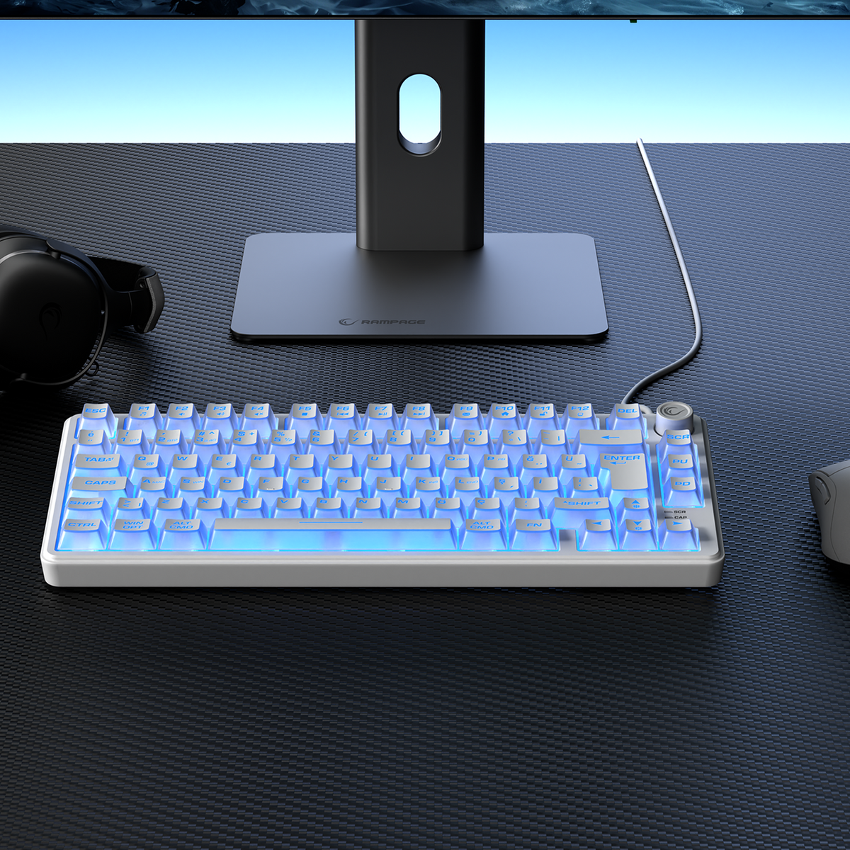ZEPHYRA 75 Beyaz RGB US Q Sessiz Membrane Oyuncu Klavyesi