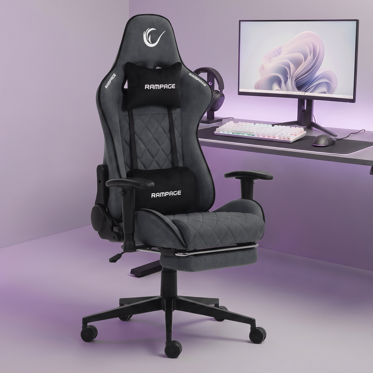 KL-R29 - Myth Pro Üst Seviye Terletmez Kumaş Gri Gaming Oyuncu Koltuğu