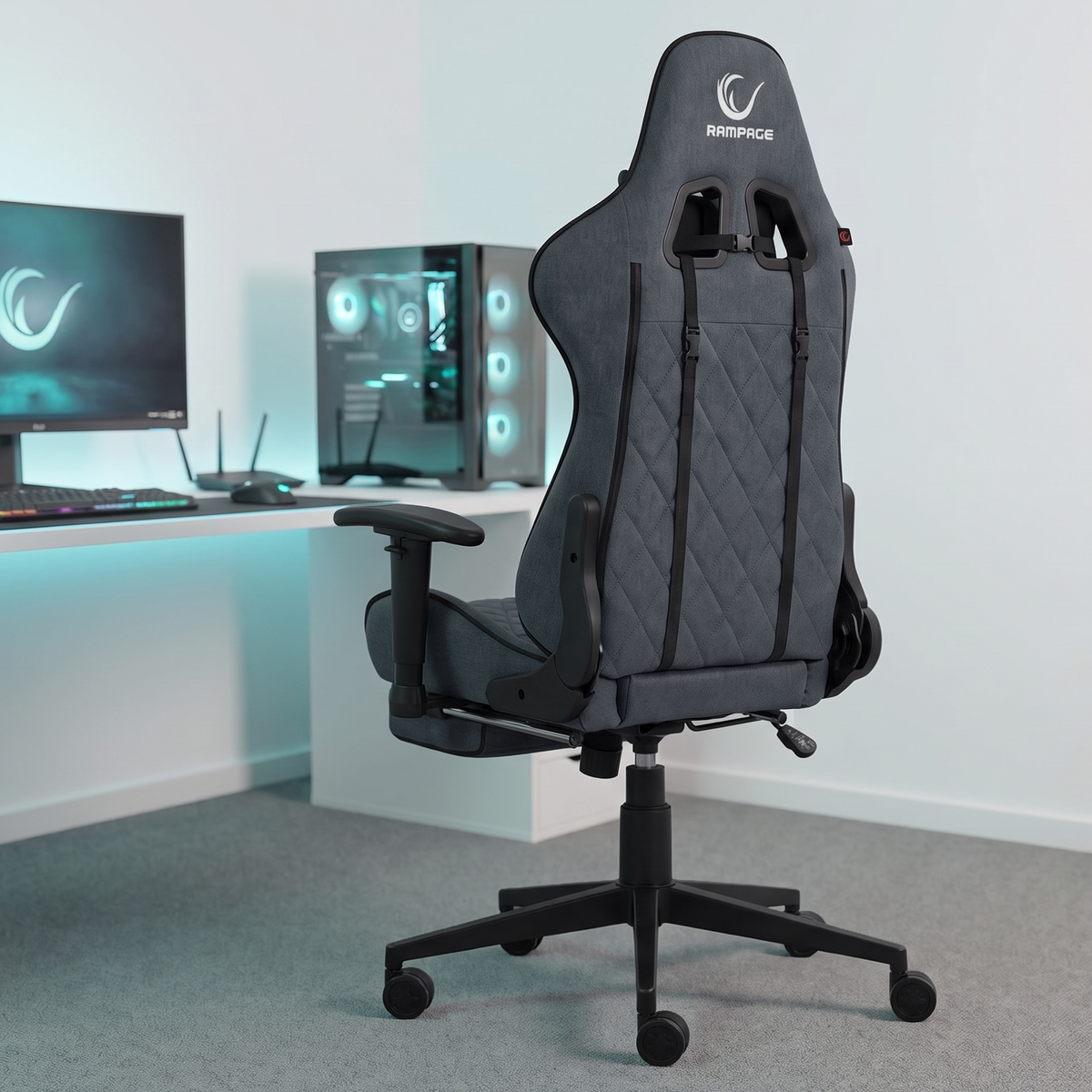 KL-R29 - Myth Pro Üst Seviye Terletmez Kumaş Gri Gaming Oyuncu Koltuğu