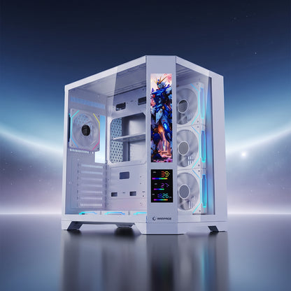 NOVA V2 9.16'' Lcd Ekranlı Hub+Kumanda Beyaz 7x12cm ARGB Pwm Fan Gaming Oyuncu Kasası