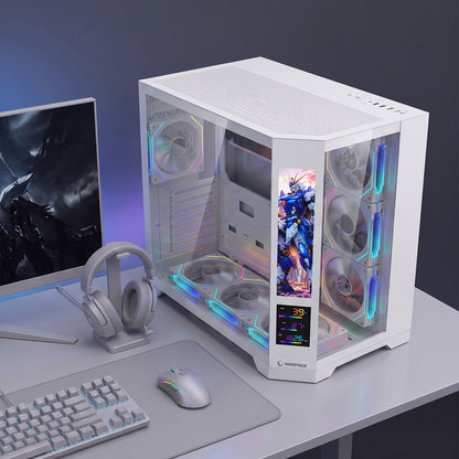 NOVA V2 9.16'' Lcd Ekranlı Hub+Kumanda Beyaz 7x12cm ARGB Pwm Fan Gaming Oyuncu Kasası
