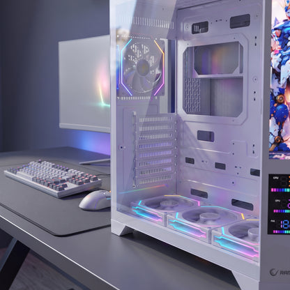 NOVA V2 9.16'' Lcd Ekranlı Hub+Kumanda Beyaz 7x12cm ARGB Pwm Fan Gaming Oyuncu Kasası