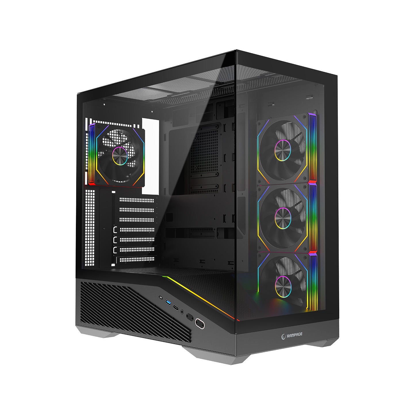 REAPER - Type-C*1+Usb2.0*1+Usb3.0*1 Siyah 4*12cm ARGB Fan ATX Gaming Oyuncu Kasası