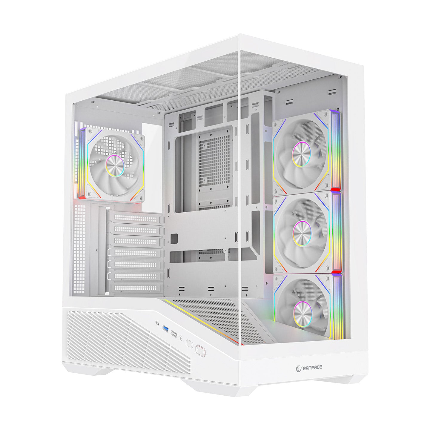 REAPER - Type-C*1+Usb2.0*1+Usb3.0*1 Beyaz 4*12cm ARGB Fan ATX Gaming Oyuncu Kasası