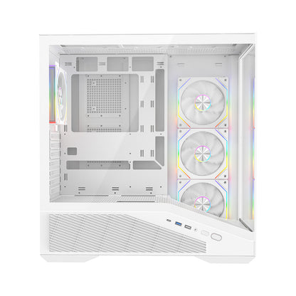 REAPER - Type-C*1+Usb2.0*1+Usb3.0*1 Beyaz 4*12cm ARGB Fan ATX Gaming Oyuncu Kasası