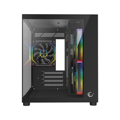 M-ATX Temperli Camlı 3*12cm ARGB Fan Siyah Oyuncu Kasası
