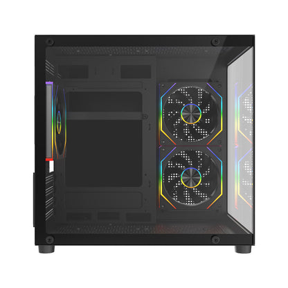 M-ATX Temperli Camlı 3*12cm ARGB Fan Siyah Oyuncu Kasası