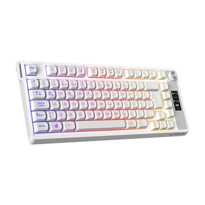 KB-R93 - Beyaz 2.4G + BT Wireless RGB Aydınlatmalı Q 82 Membrane Gaming Oyuncu Klavye
