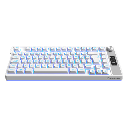 KB-R93 - Beyaz 2.4G + BT Wireless RGB Aydınlatmalı Q 82 Membrane Gaming Oyuncu Klavye