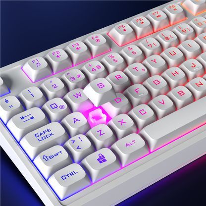 KB-R93 - Beyaz 2.4G + BT Wireless RGB Aydınlatmalı Q 82 Membrane Gaming Oyuncu Klavye
