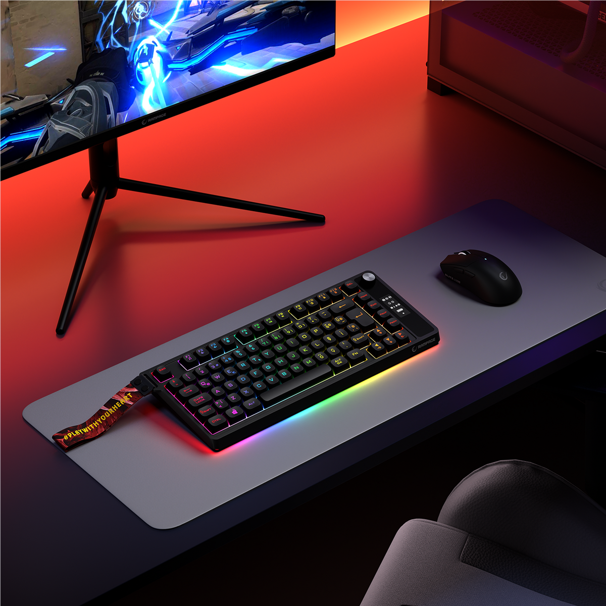 KB-R93 - Beyaz 2.4G + BT Wireless RGB Aydınlatmalı Q 82 Membrane Gaming Oyuncu Klavye