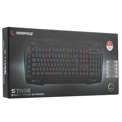 KB-R63 STAGE Siyah 4 Makro Fonksiyon Sese Duyarlı Işıklı RGB Q USB +Ses Mik Çıkışlı Oyuncu Klavyesi - Rampage