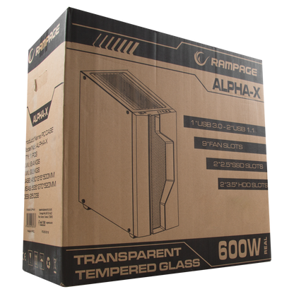ALPHA-X A Adet ARGB Fanlı 600W 80 Plus Bronze RGB Led Şerit 1*Usb 3.0 2*Usb 2.0 Oyuncu Kasası - Rampage