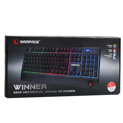 KB-R34 WINNER Semi Mekanik Q Rainbow Işıklı Gaming Oyuncu Klavyesi - Rampage